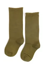 Little Stocking Co. Little Stocking- Olive Scalloped Fancy Knee High Socks