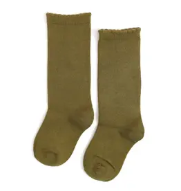 Little Stocking Co. Little Stocking- Olive Scalloped Fancy Knee High Socks