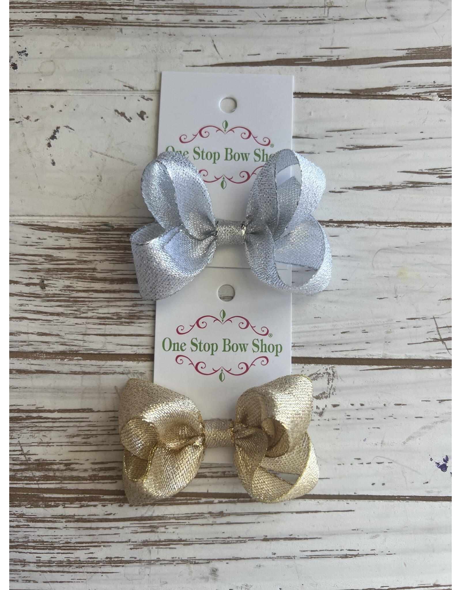 One Stop Bow Shop One Stop- Small Metallic Bow #1316