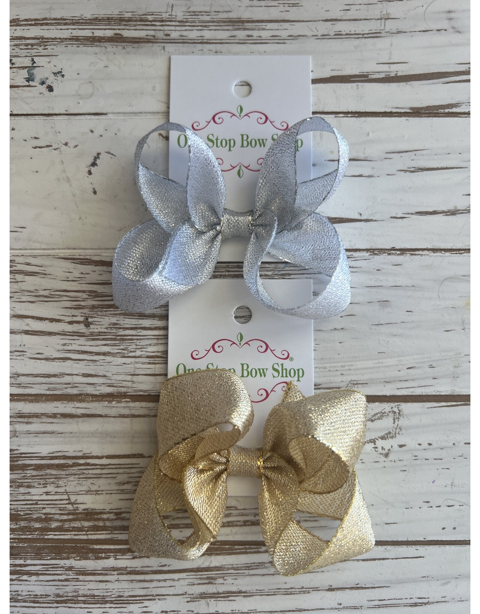 One Stop Bow Shop One Stop- Medium Metallic Bow #1312
