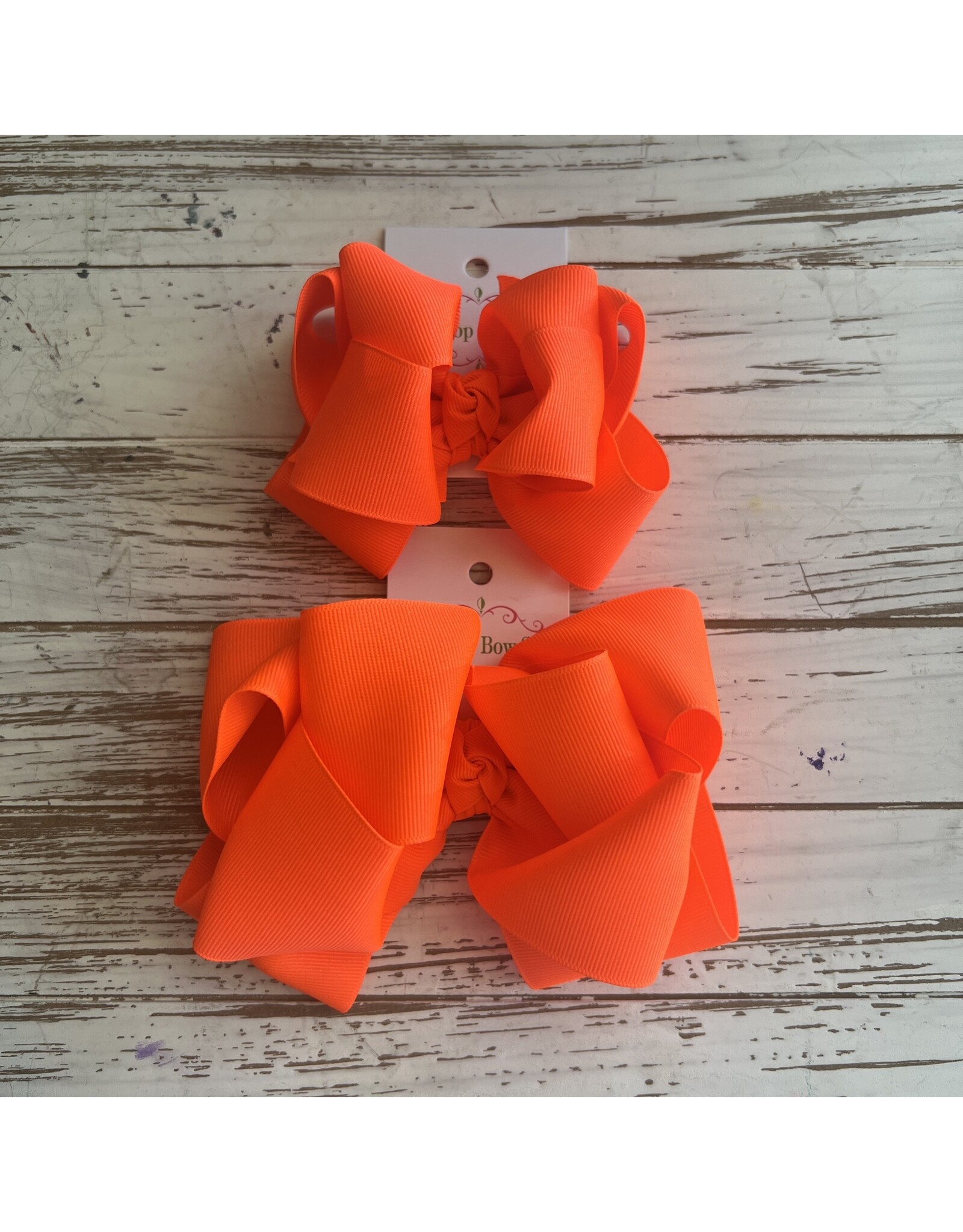 OS- Neon Orange Stacked Grosgrain Bow