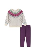 Andy & Evan Andy & Evan- White Gingerbread Faire Isle Sweater Set