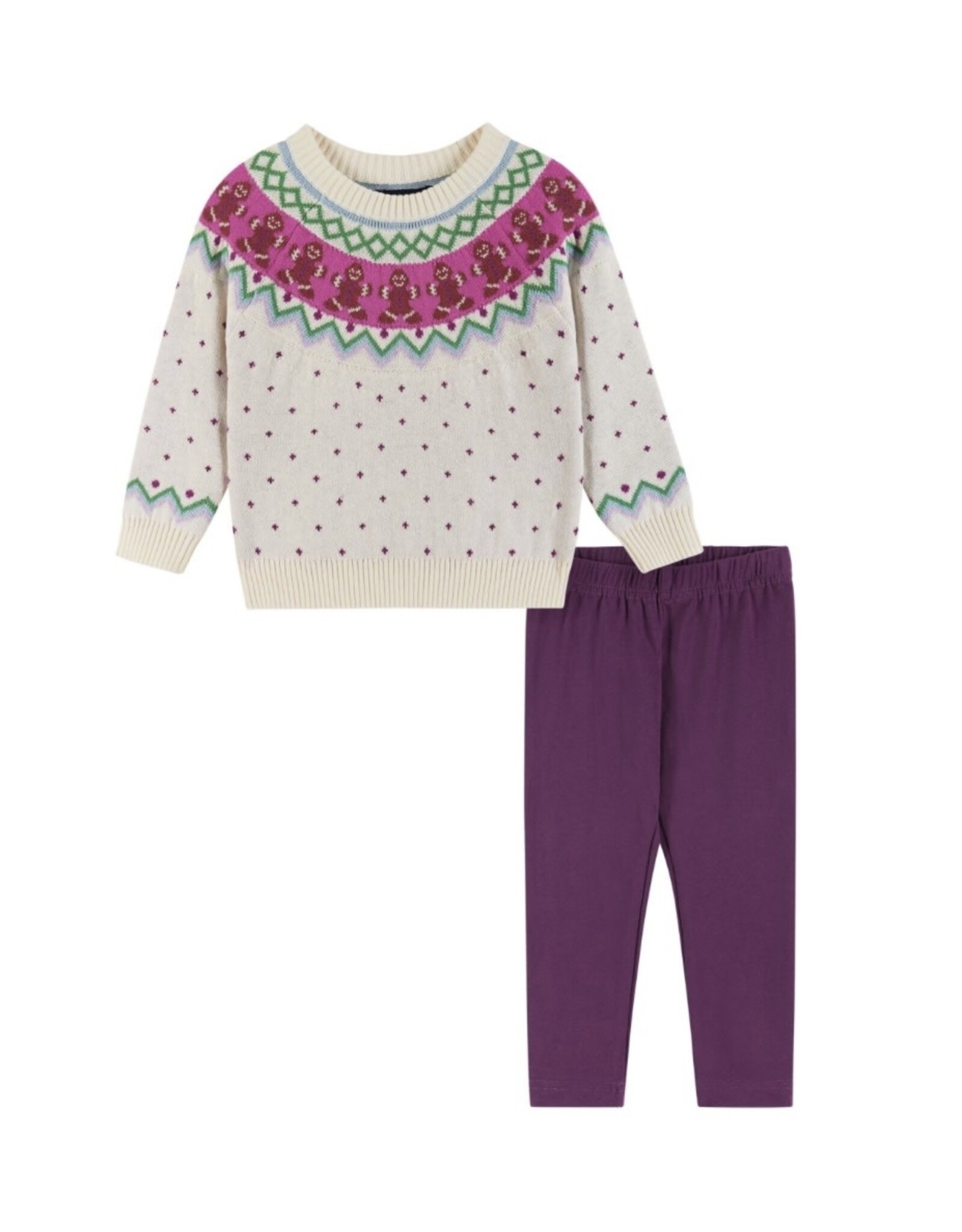 Andy & Evan Andy & Evan- White Gingerbread Faire Isle Sweater Set