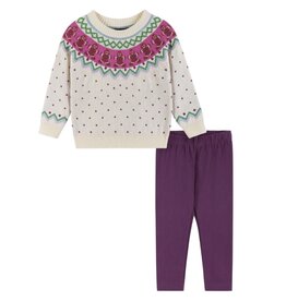 Andy & Evan Andy & Evan- White Gingerbread Faire Isle Sweater Set