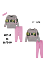 Andy & Evan Andy & Evan- Grey Chenille Tree Sweater Set
