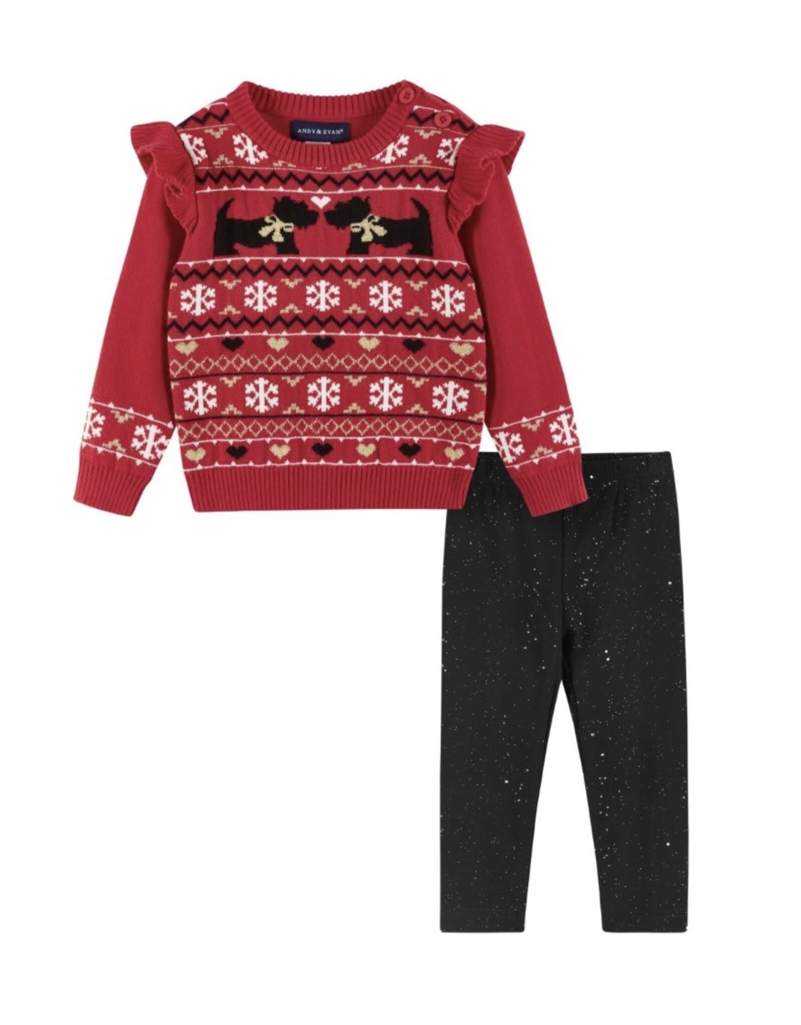 Andy & Evan Andy & Evan- Red Dog Fairisle Sweater Set