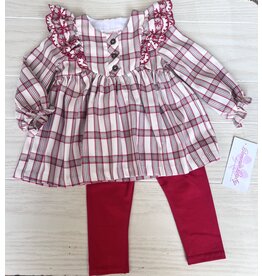 Bonnie  Jean Bonnie Jean- Red & Green Plaid Pant Set