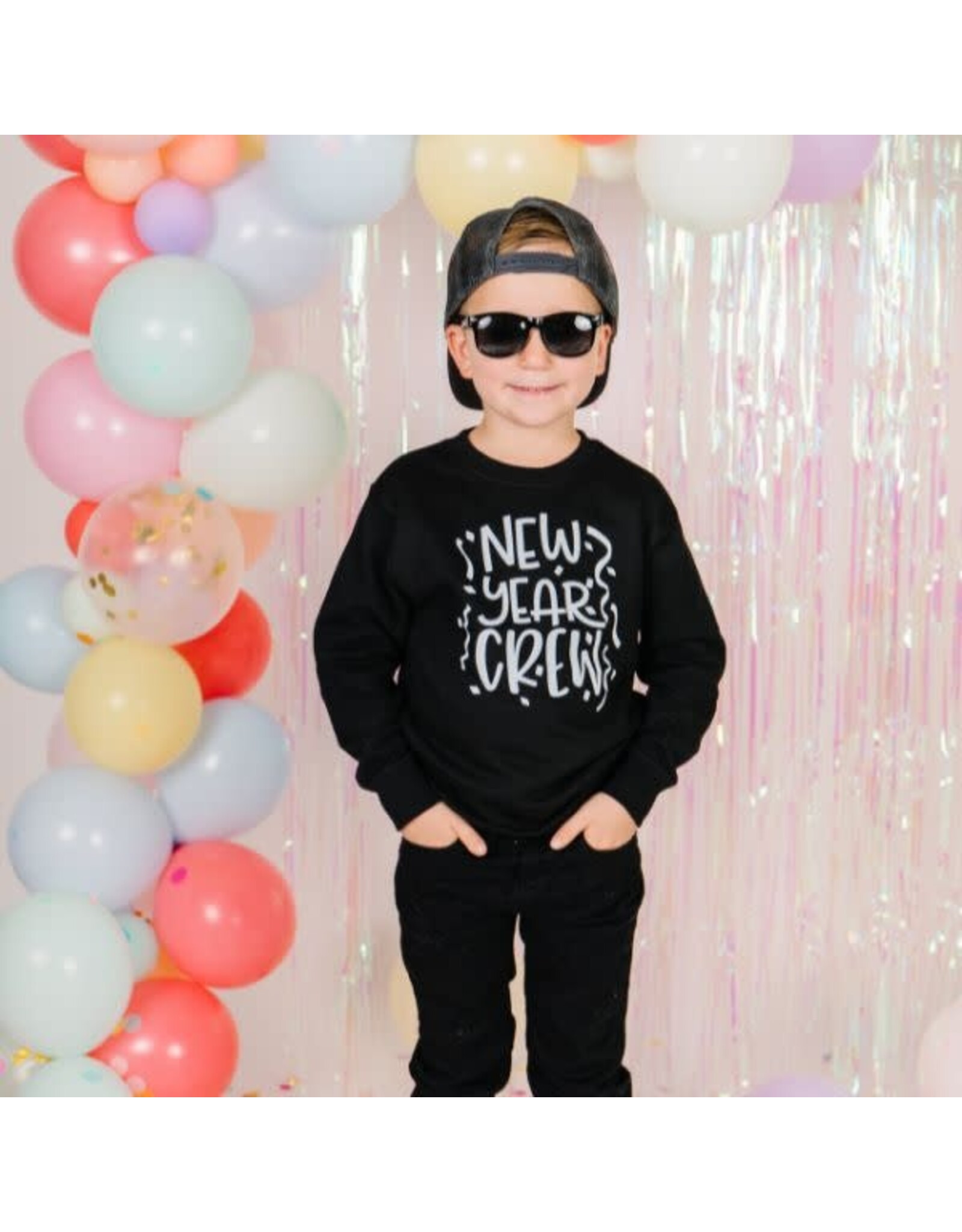 Sweet Wink- New Year Crew Black Sweatshirt