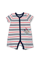 Little Me Little Me -  Navy & Red Stripe Baseball Romper
