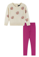Andy & Evan Andy & Evan- Light Grey Snowflake Sweater Legging Set
