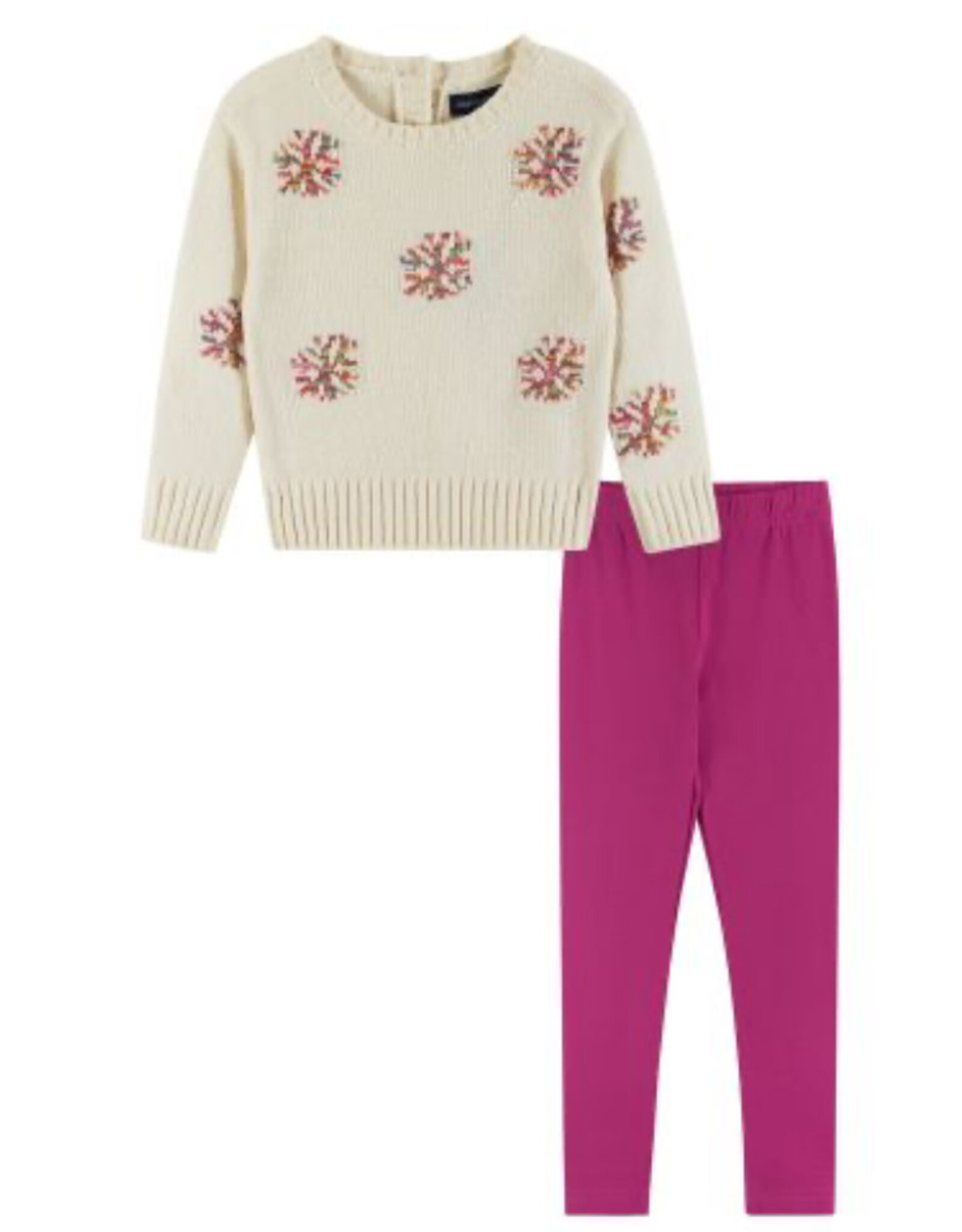Andy & Evan Andy & Evan- Light Grey Snowflake Sweater Legging Set