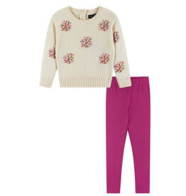 Andy & Evan Andy & Evan- Light Grey Snowflake Sweater Legging Set