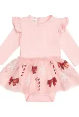 Sweet Wink Sweet Wink- Candy Cane Cutie Christmas L/S Tutu Bodysuit