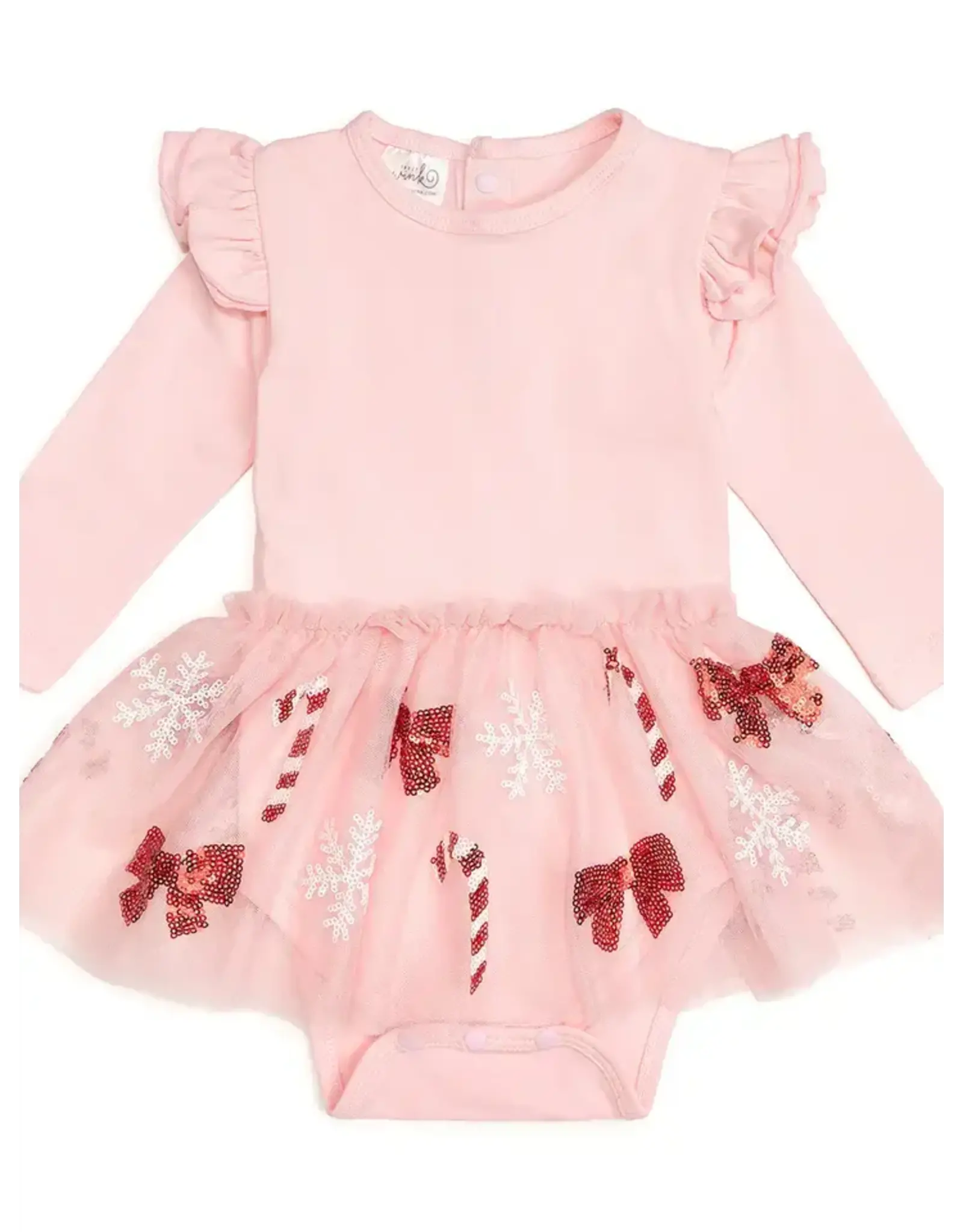 Sweet Wink Sweet Wink- Candy Cane Cutie Christmas L/S Tutu Bodysuit