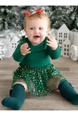 Sweet Wink- Emerald Shimmer Christmas L/S Tutu Bodysuit