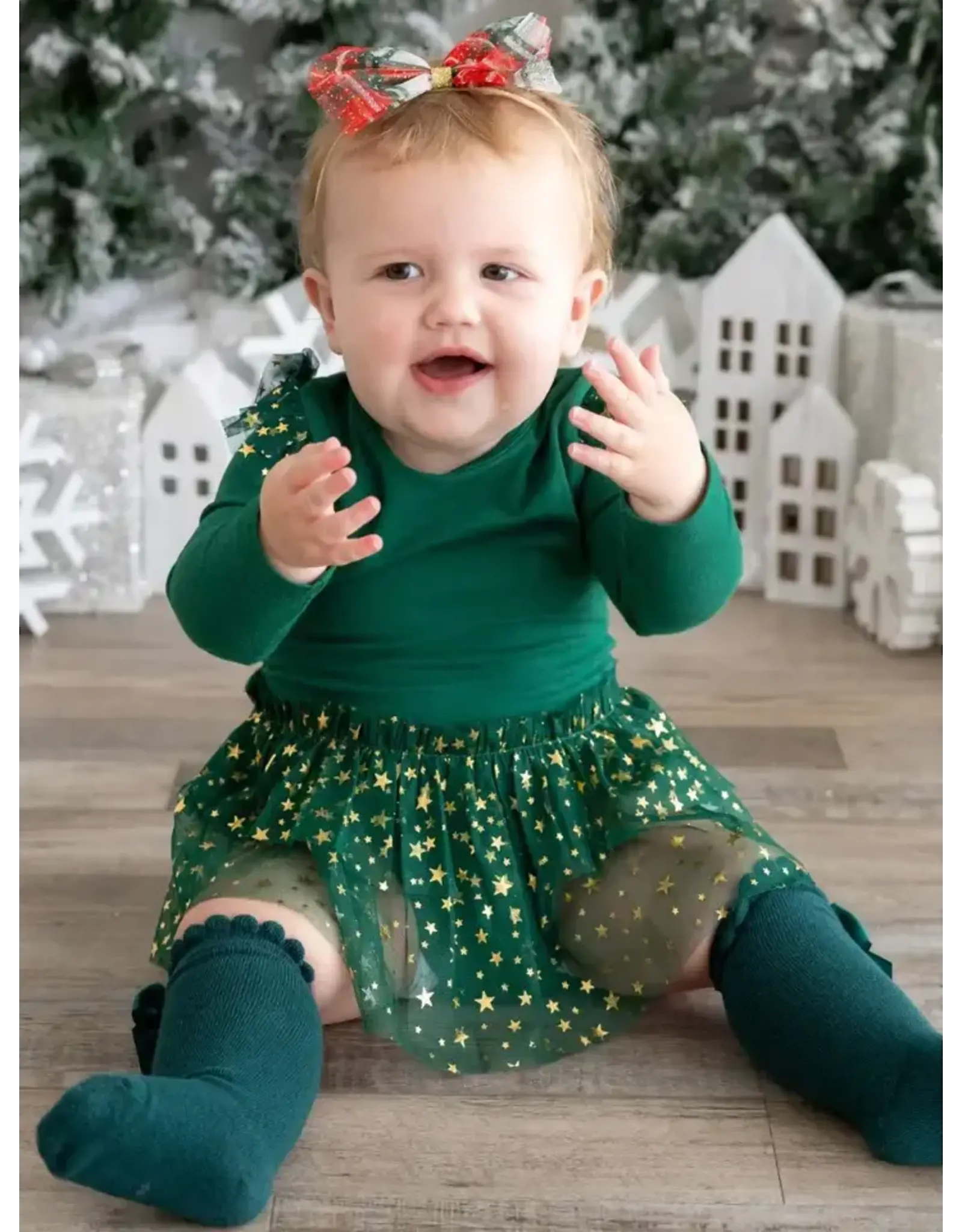 Sweet Wink- Emerald Shimmer Christmas L/S Tutu Bodysuit