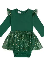 Sweet Wink- Emerald Shimmer Christmas L/S Tutu Bodysuit