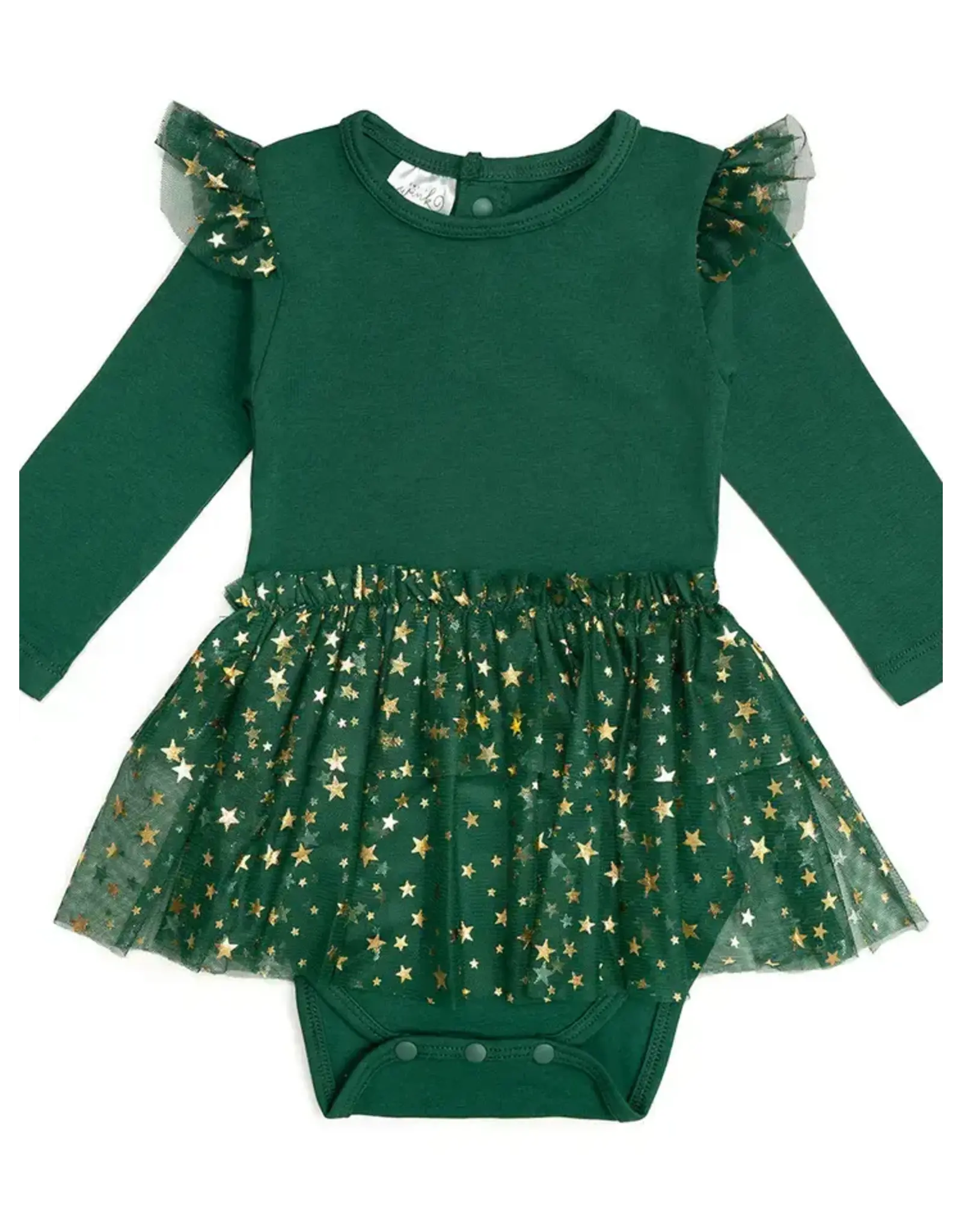Sweet Wink- Emerald Shimmer Christmas L/S Tutu Bodysuit