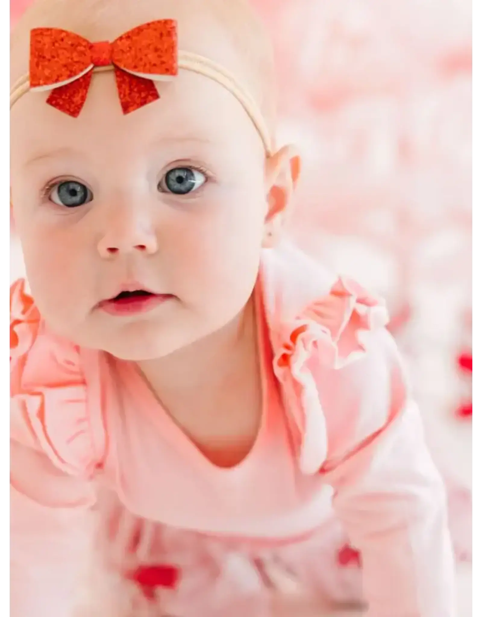 Sweet Wink Sweet Wink- Red Glitter Bow Soft Headband