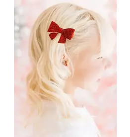 Sweet Wink- Red Glitter Bow Clip