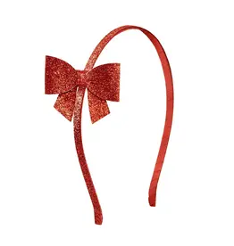 Sweet Wink- Red Glitter Bow Headband