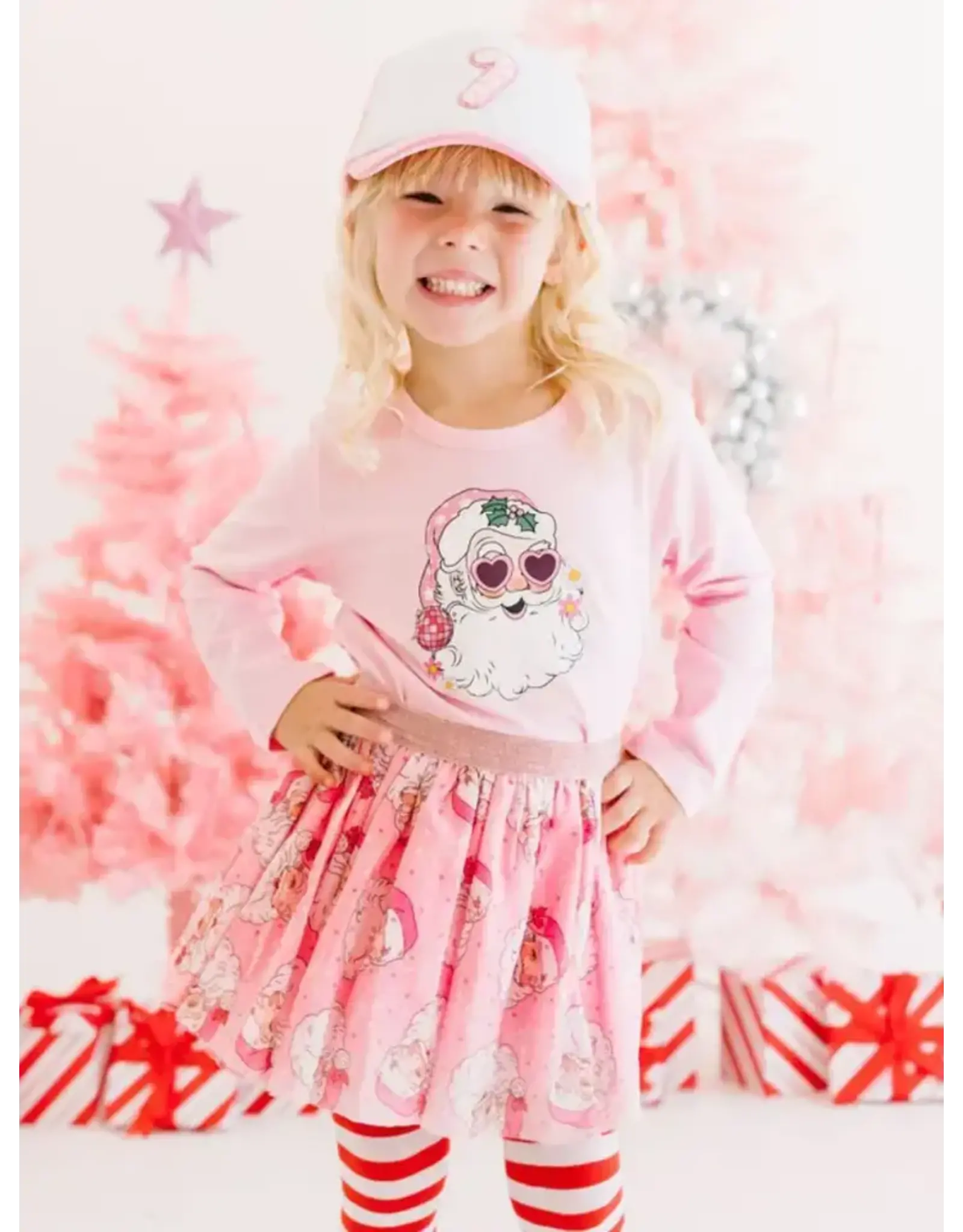 Sweet Wink- Candy Cane Patch Christmas Trucker Pink/White Hat