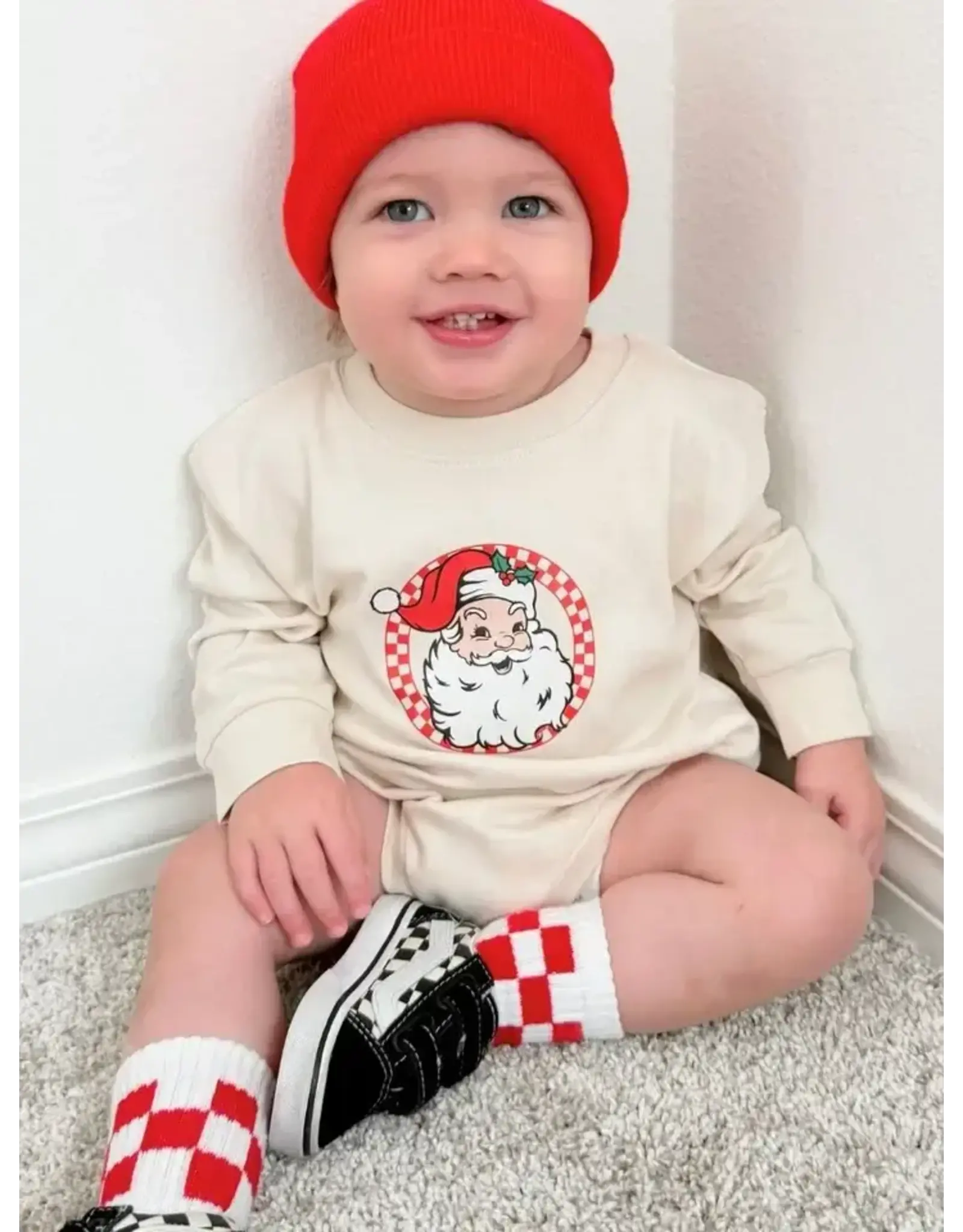 Sweet Wink Sweet Wink- Retro Santa L/S Romper