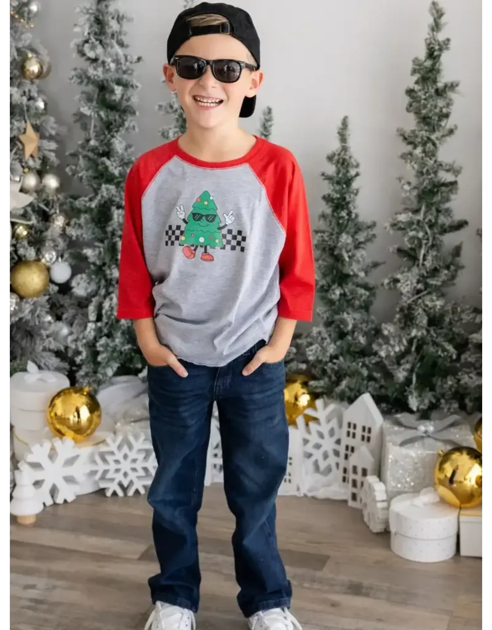 Sweet Wink Sweet Wink- Christmas Tree Dude 3/4 Sleeve Shirt