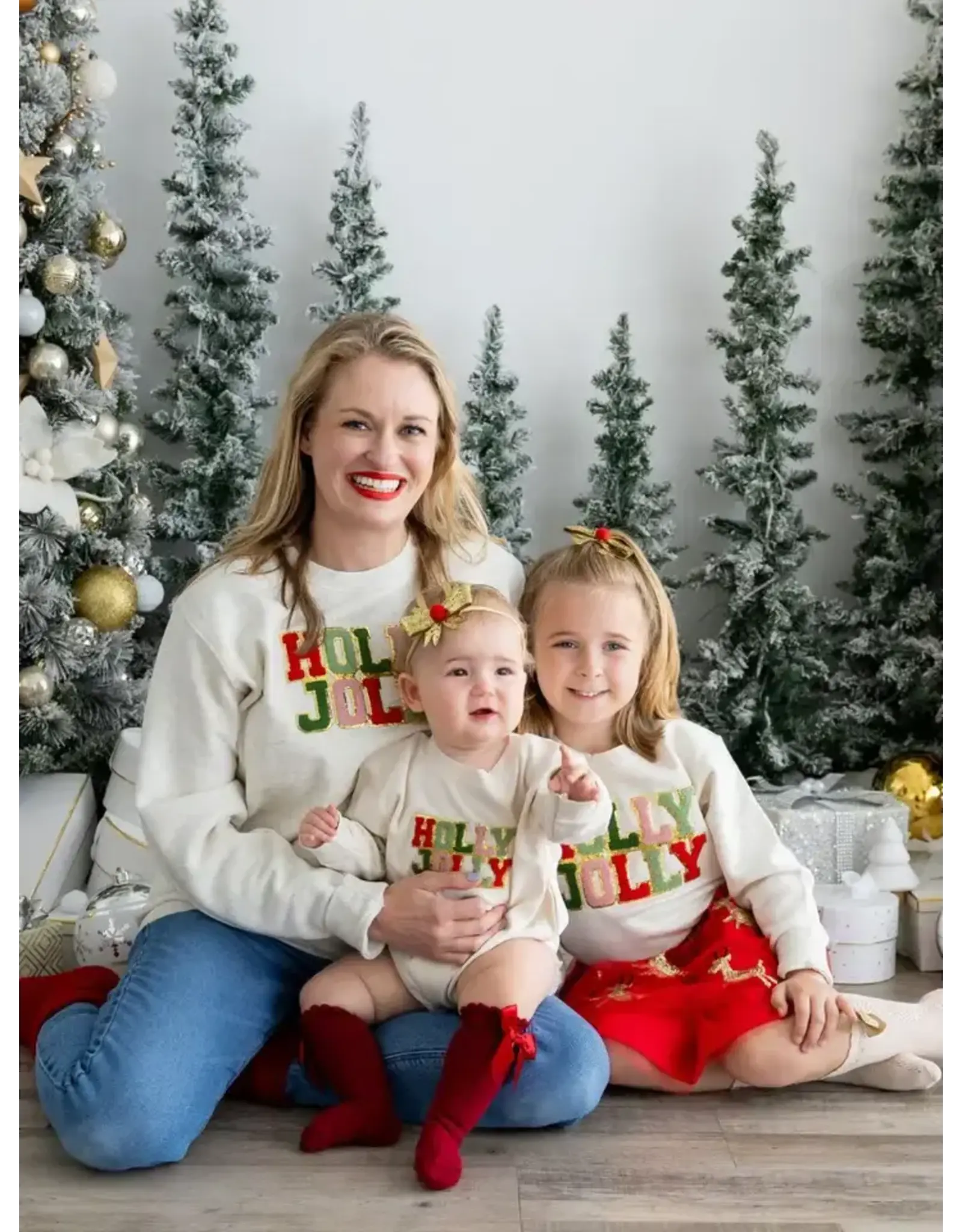 Sweet Wink- Holly Jolly Patch Christmas L/S Natural Romper
