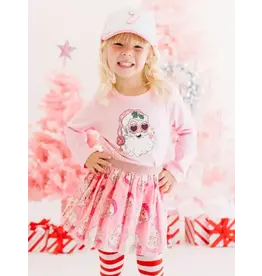 Sweet Wink- Disco Santa Christmas L/S Pink Shirt