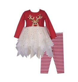 Bonnie  Jean Bonnie Jean- Reindeer Tutu Legging Set