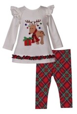Bonnie  Jean Bonnie Jean- Reindeer Plaid Legging Set