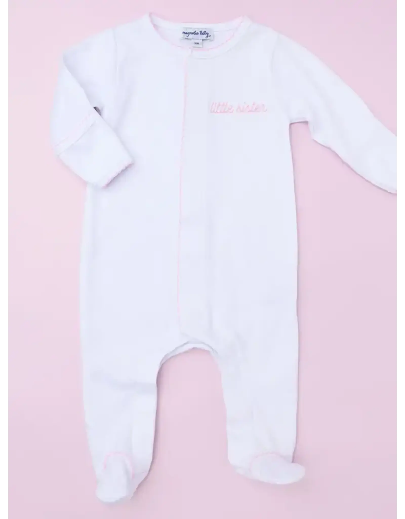Magnolia Baby Magnolia Baby- Little Sister Embroidered Footie