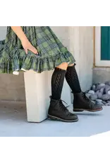 Little Stocking Co. Little Stocking- Black Fancy Lace Top Knee High Socks