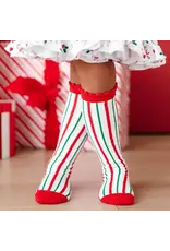 Little Stocking Co. Little Stocking- Candy Caned Striped Scallope Knee High Socks