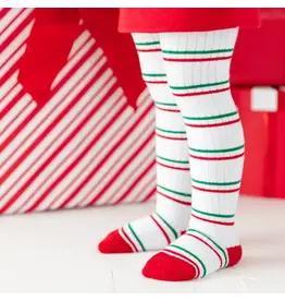 Little Stocking Co. Little Stocking- Christmas Stripe Ribbed Knit Tights