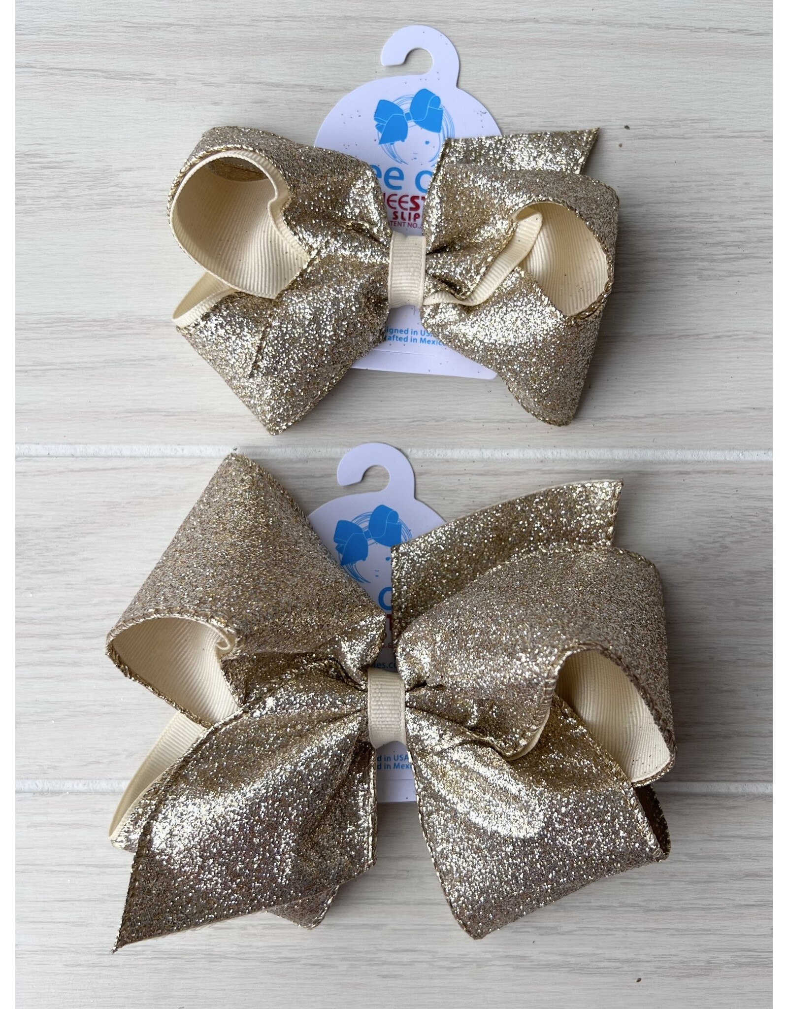 Wee Ones- Champagne Glitter Overlay Bow