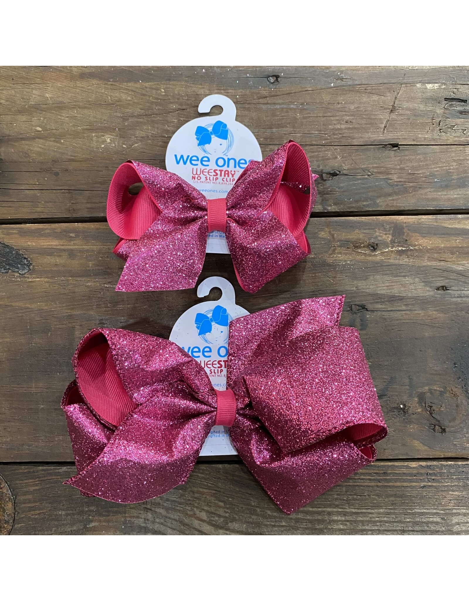 Wee Ones- Fuschia Glitter Overlay Bow