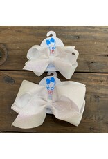 Wee Ones- White Glitter Overlay Bow