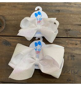 Wee Ones- White Glitter Overlay Bow