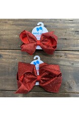 Wee Ones- Red Glitter Overlay Bow