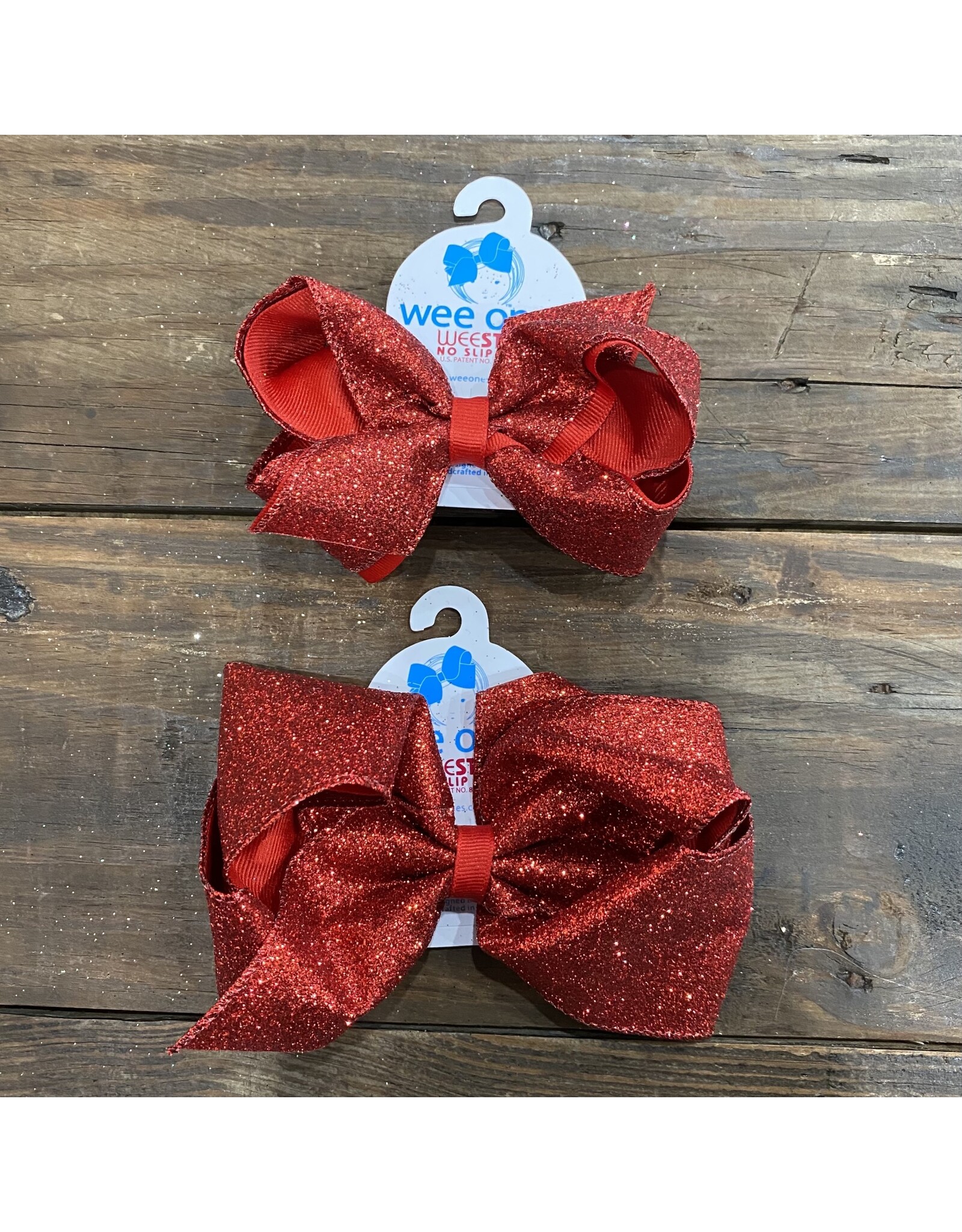 Wee Ones- Red Glitter Overlay Bow