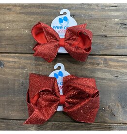 Wee Ones- Red Glitter Overlay Bow