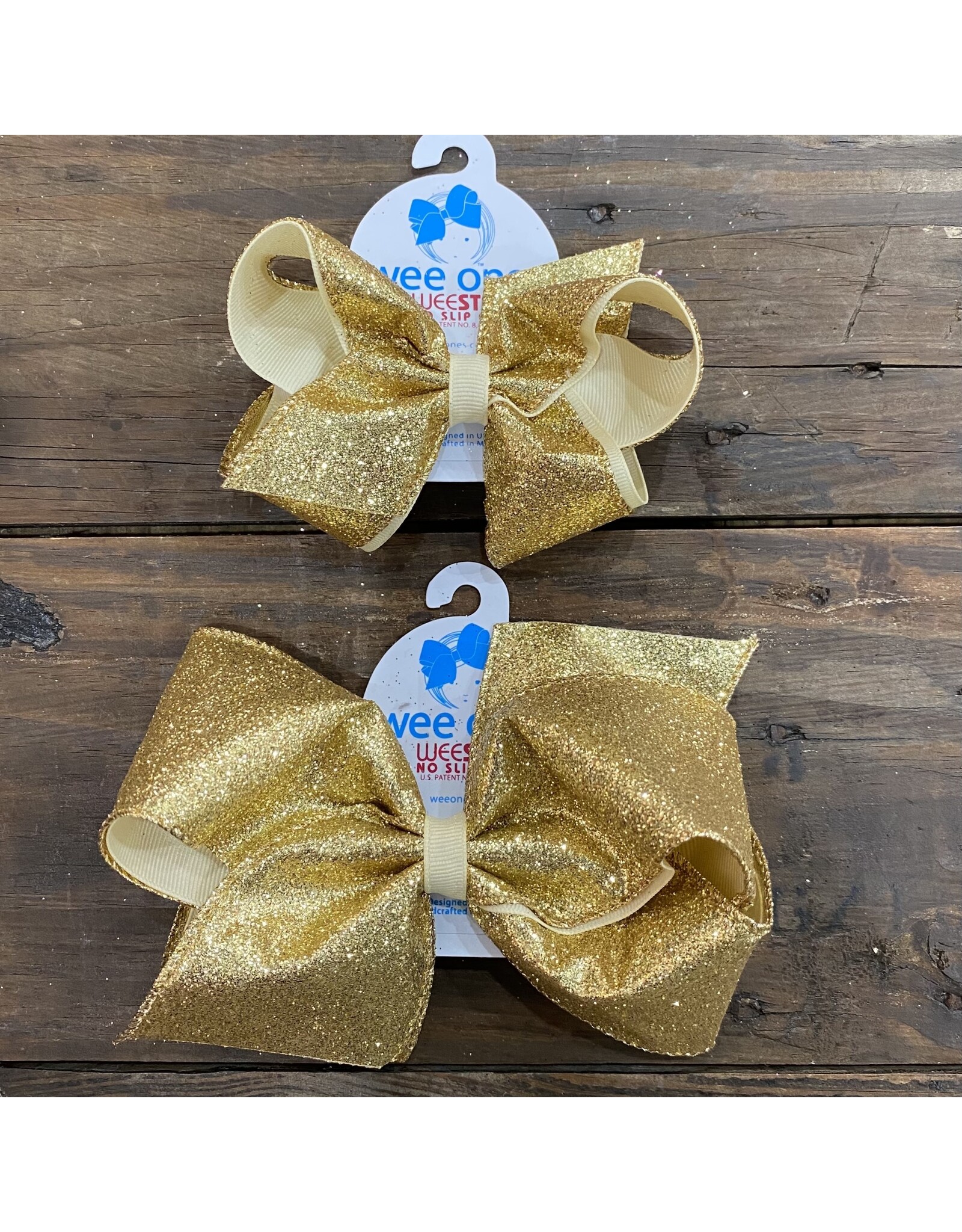 Wee Ones- Gold Glitter Overlay Bow