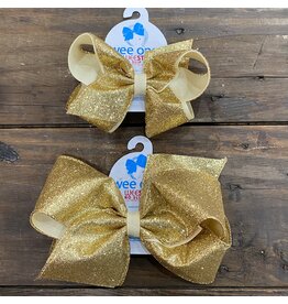 Wee Ones- Gold Glitter Overlay Bow
