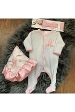Paty Inc. Paty Inc.- White Footie w/Cotton Pink Trim