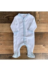 Paty Inc. Paty Inc.- White Cotton Footie w/Blue Trim