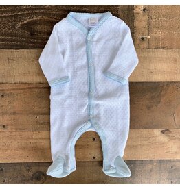 Paty Inc. Paty Inc.- White Cotton Footie w/Blue Trim