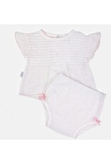 Paty Inc. Paty Inc.- 2PC Flutter Sleeve Pink Pinstripe Diaper Set NB