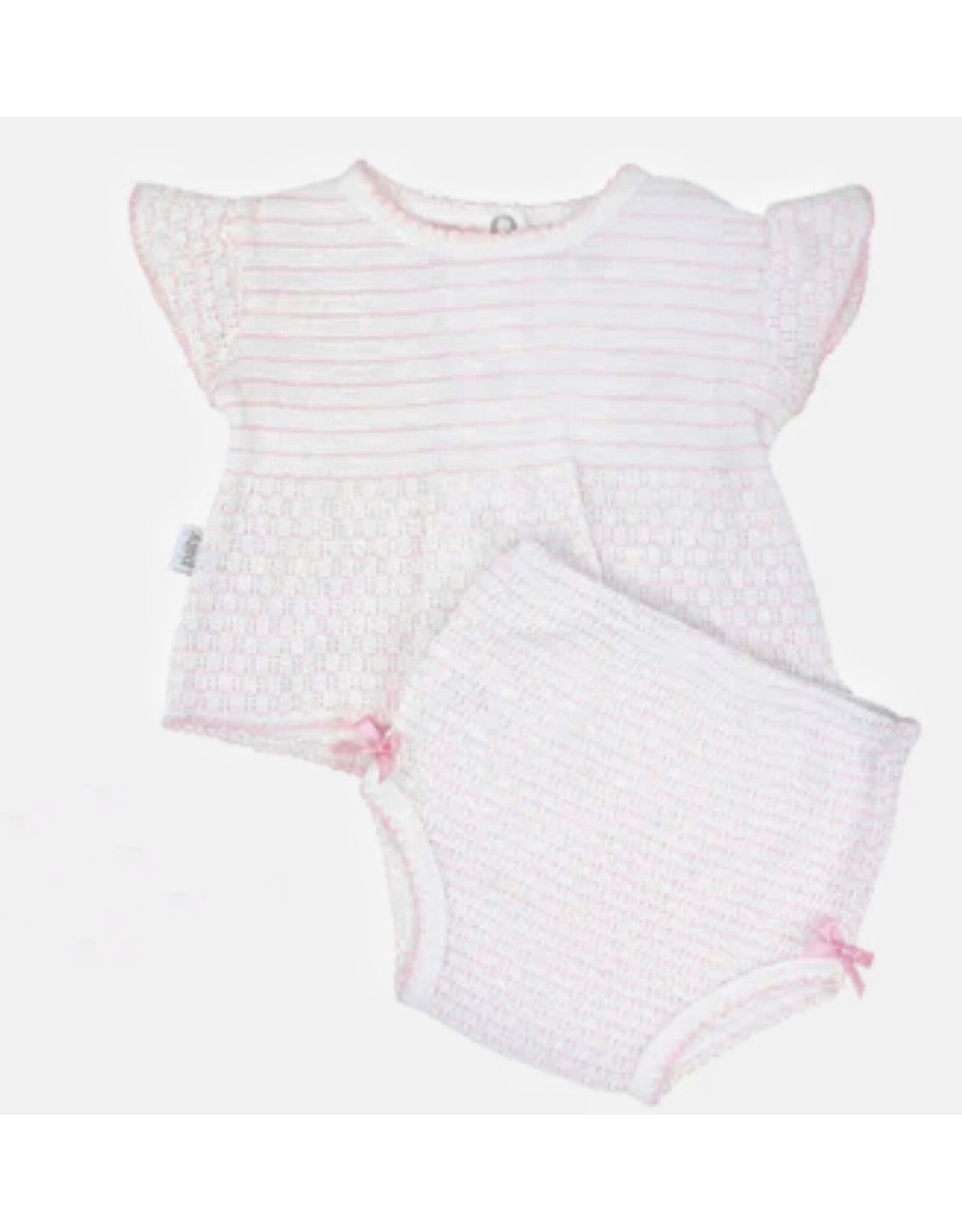 Paty Inc. Paty Inc.- 2PC Flutter Sleeve Pink Pinstripe Diaper Set NB